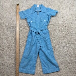 Buster Brown Kids Blue Chambray Zipper Front Short Sleeve Jumpsuit‎ Size 3